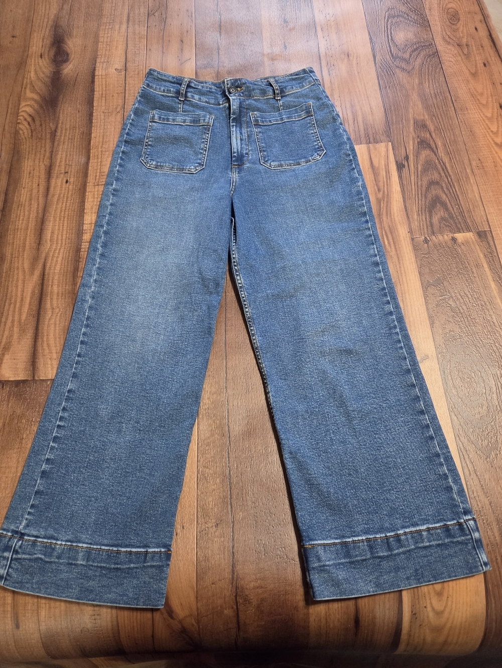 bagatelle Wide-Leg Jeans in Medium Blue Denim